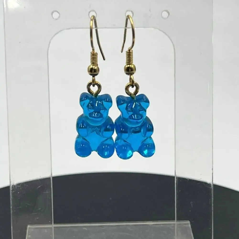 Crystal Haze Designer Nostalgia Blue Resin  Bear Earrings Azure Repaired Dangles
